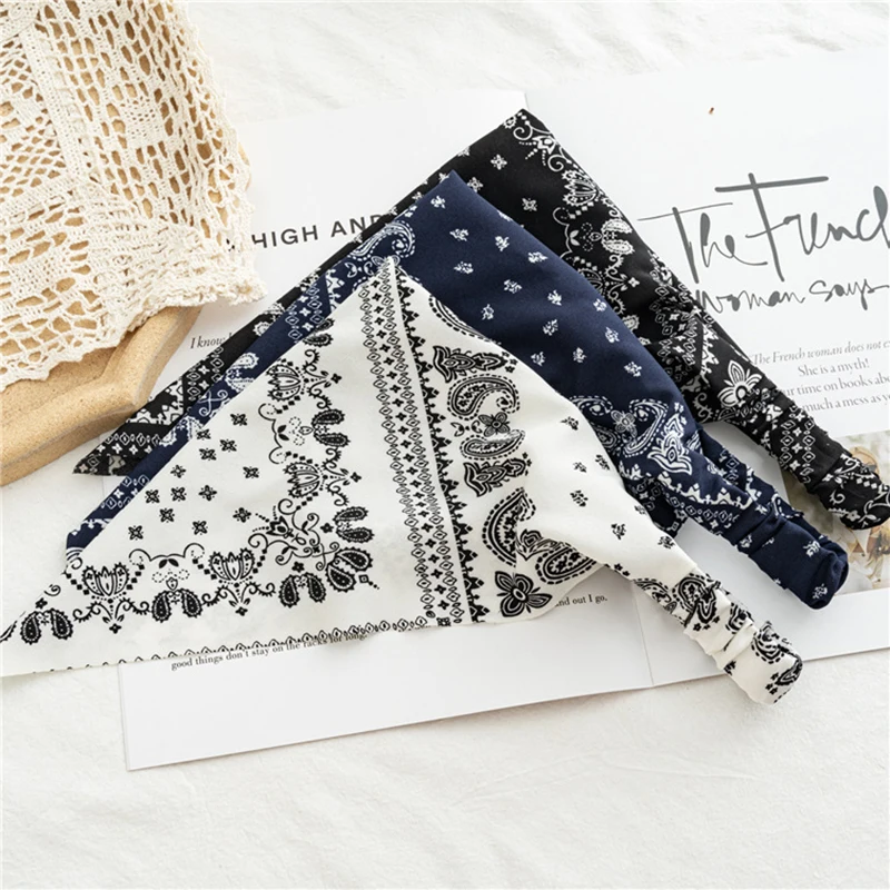 

Printing Headbands Hair Woman Elastic Turban Hair Band Hair Accessories Cute Fashion Headwrap Headwear New Vintage Triangle