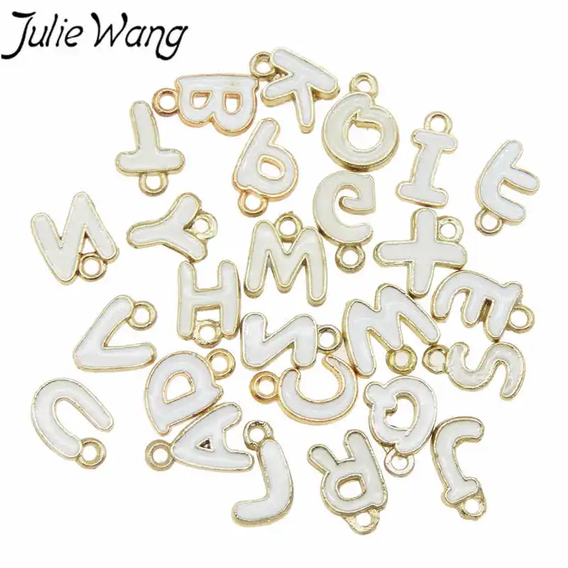 Julie Wang эмаль A-Z буквы амулеты сплав Английский алфавит двухстороннее ожерелье