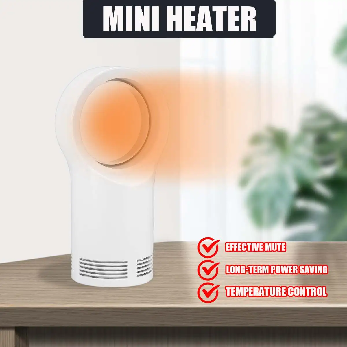 

Mini 220V Electric Heater Home Heating Fan Leafless noise reduction 2S Fast Heating Desktop Fan Household Electric Heater 220V