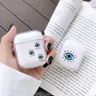 Милый прозрачный чехол для наушников Eyeball, чехол для AirPods 1, 2, силиконовый чехол с Bluetooth, прозрачный чехол для Air Pod 2, чехлы от сглаза