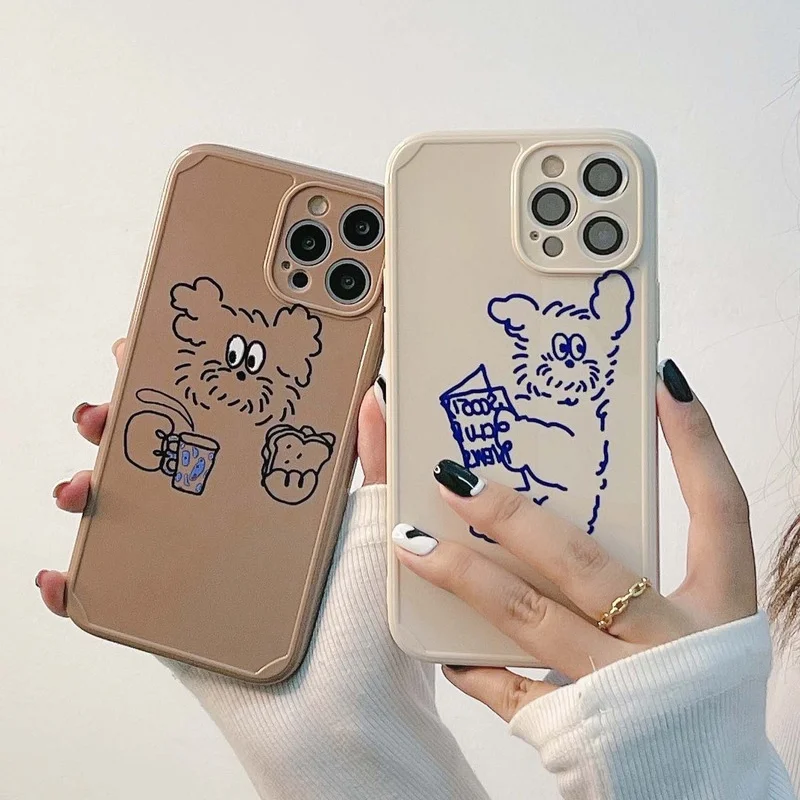 

Dog cute animal phone case cartoon cover capa for iphone 12 11 pro max mini 8 7 plus x xs max xr silicone funda