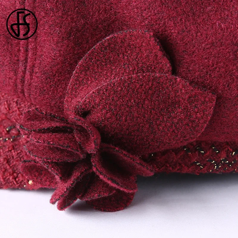 Женская восьмиугольная шапка FS Auutmn однотонная газетчика повседневная шерстяная