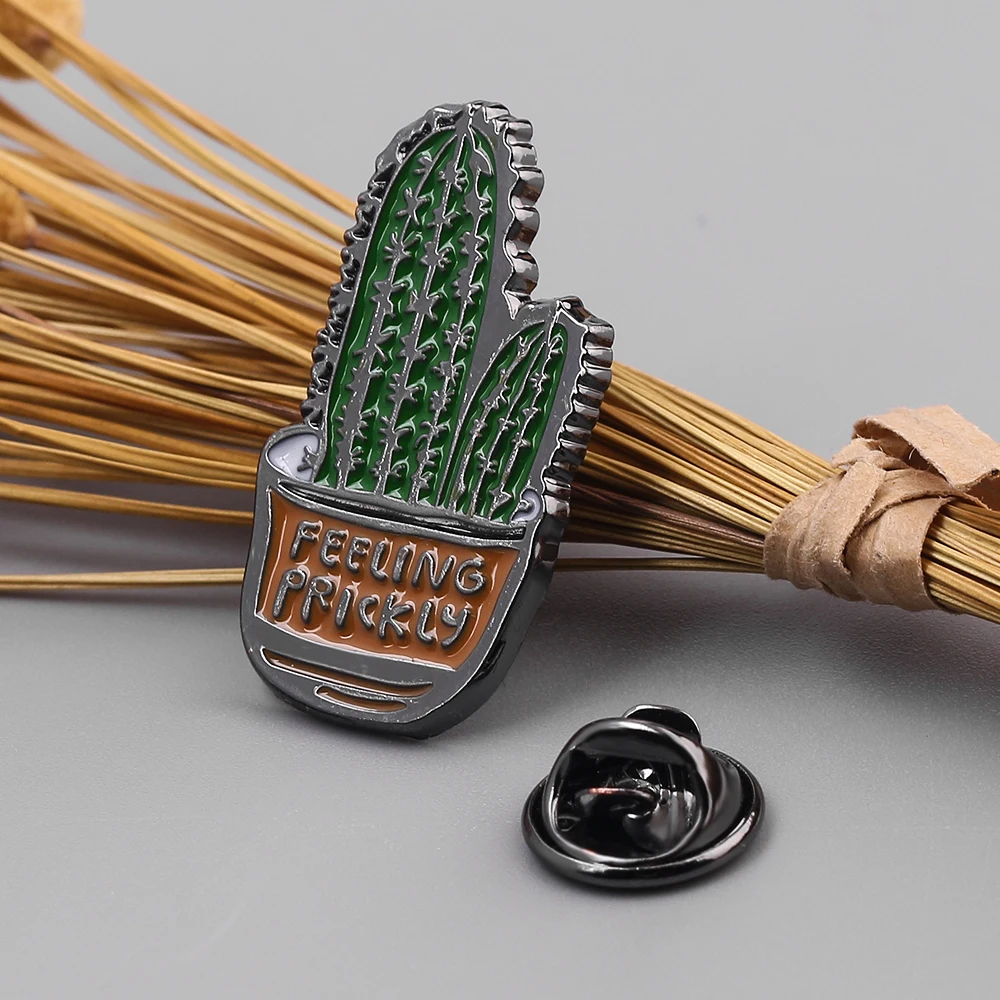 Лидер продаж модные эмалевые заколки в горшке с растениями брошь зеленым