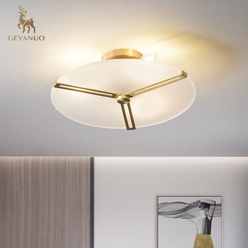 

All copper simple modern living room bedroom dining room personality creative atmosphere ceiling lamp