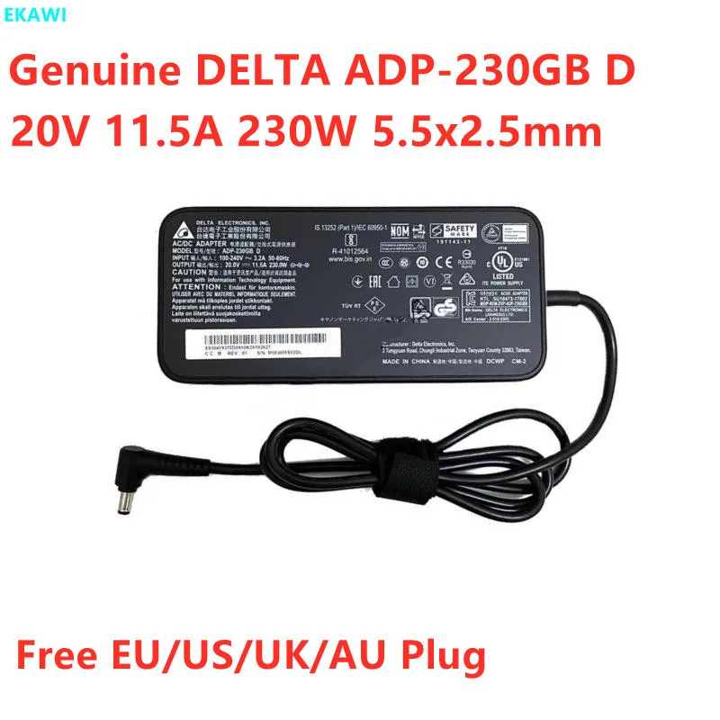 Оригинальное зарядное устройство DELTA ADP-230GB D 230 Вт 20 в 5 а 2 x мм AC/DC для MSI GS66 GL75 -