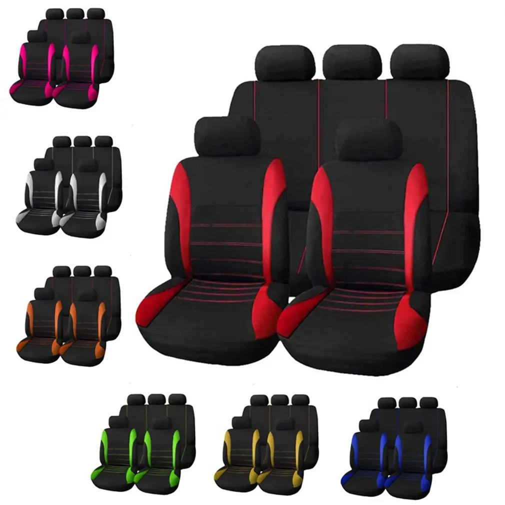

7 Color 9pcs/Set Car Seat Cover Comfortable Dustproof Seat Protectors Pad Cover Universal Full Seat Covers for Vehicle Cars Hot
