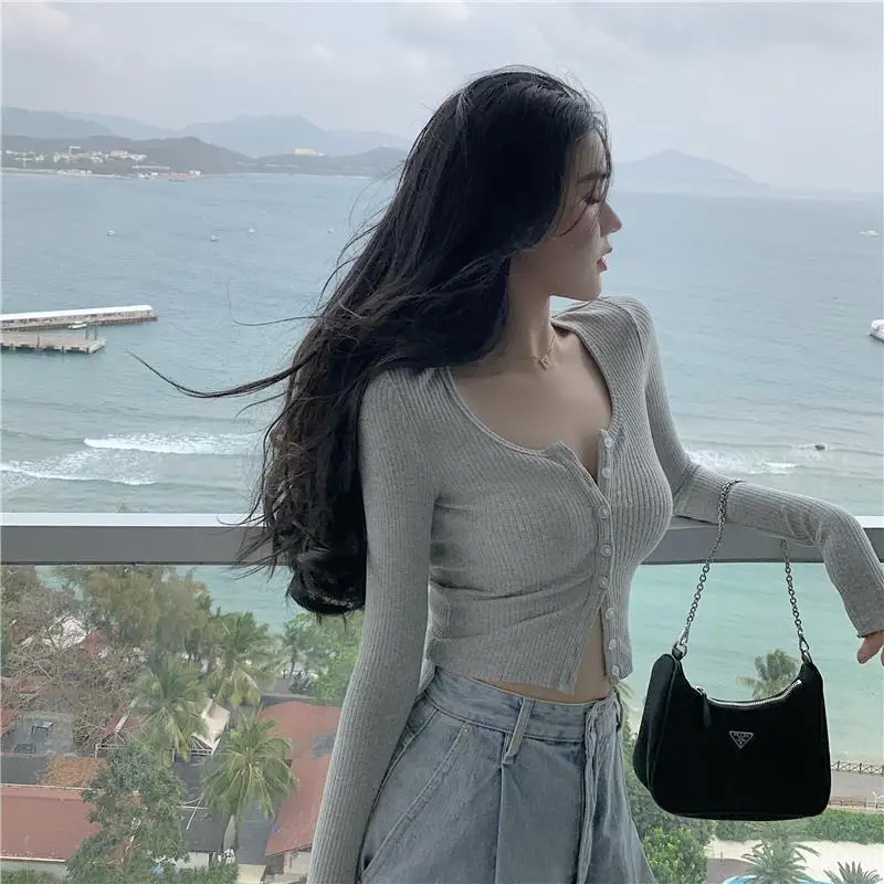 

Tight-fitting Bottoming Shirt, Solid Color Short Top, Spring And Autumn New Slim Slimming Inner Sweater Coat