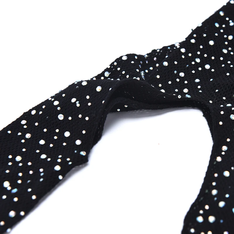 Сексуальное Женское боди в сеточку с длинным рукавом стразы Трико Топы купальник