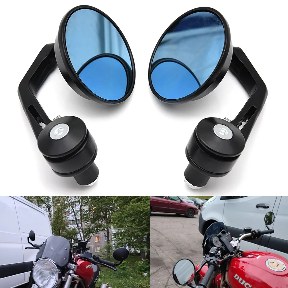 

Round 7/8" Handlebar Aluminum Alloy Motocycle Rearview Mirrors Moto End Motor Side Mirrors Motorcycle Cafe Racer Accessories