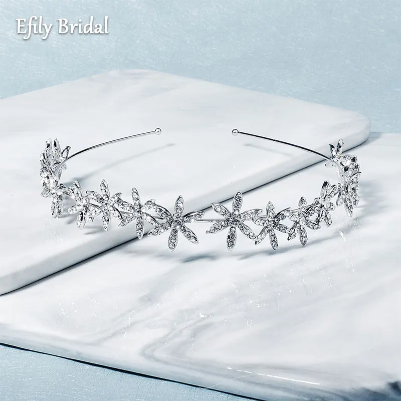 

Efily Crystal Star Bridal Crown Wedding Tiara Headband Korean Hair Accessories for Women Bride Headpiece Luxury Jewelry Gift