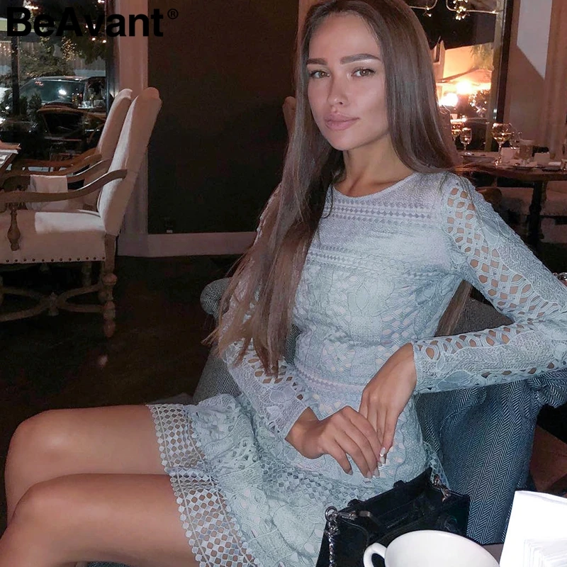 BeAvant сексуальное открытое осеннее платье для женщин с высокой талией и вышивкой, облегающее платье для вечеринок, шикарное платье с длинным рукавом на молнии, Дамское Платье