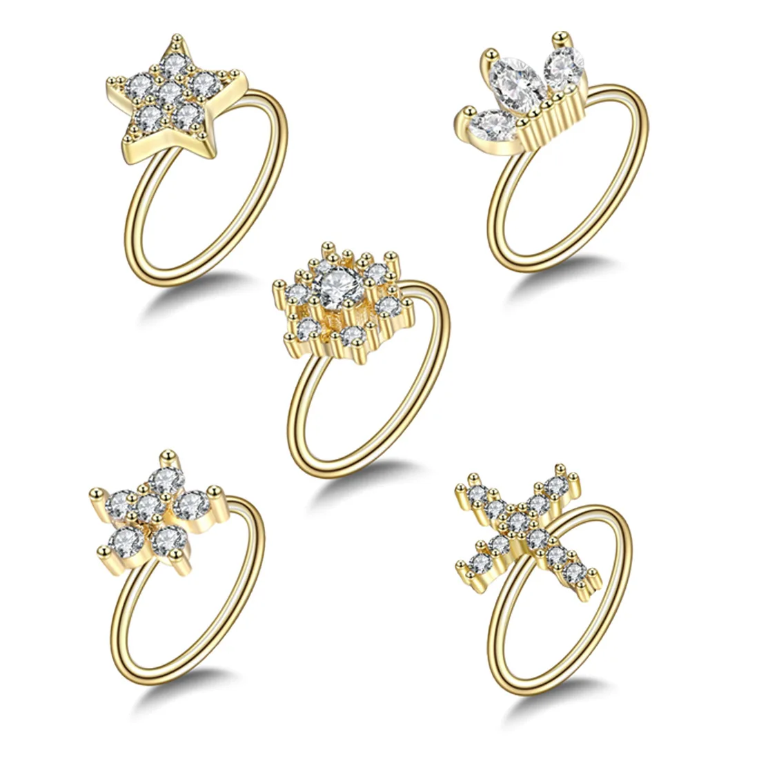 Серьга-Кольцо из хирургической стали маленькие серьги-кольца с кристаллами для