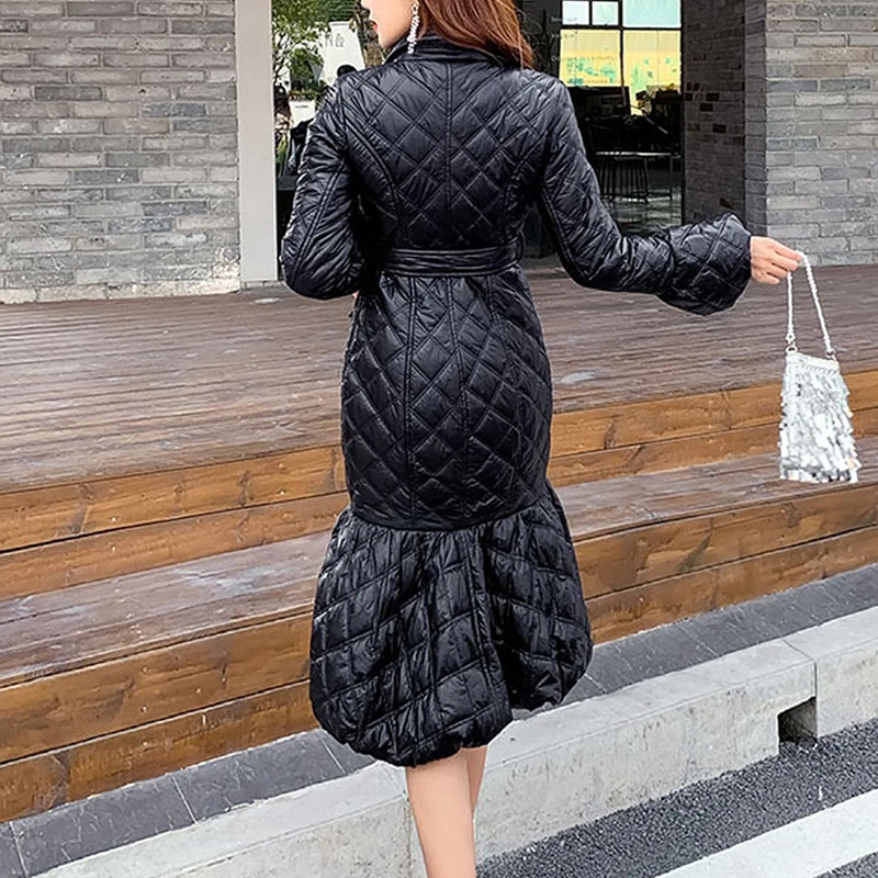 Осеннее Элегантное длинное зимнее пальто для женщин тонкая плотная одежда из