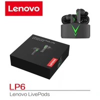 original lenovo lp6 earphone video game wireless bluetooth tws headset no delay listening and double decoding for android iphoe