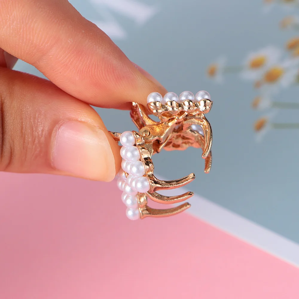 1 шт. Ретро жемчуг коготь для волос Краб горный хрусталь цветок заколки золотые