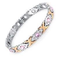 exquisite crystal inlaid high quality metal health energy magnetic bracelets womens fashion jewelry gifts