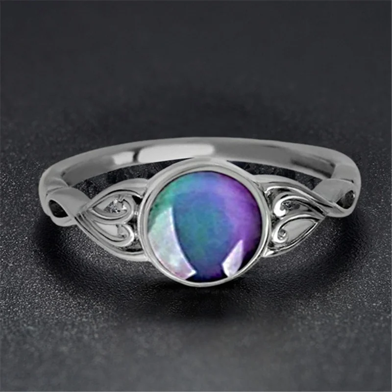 

Vintage Retro Change Mood Ring Round Emotion Feeling Changeable Ring Temperature Control Color Rings for Women Female Mujer Anel