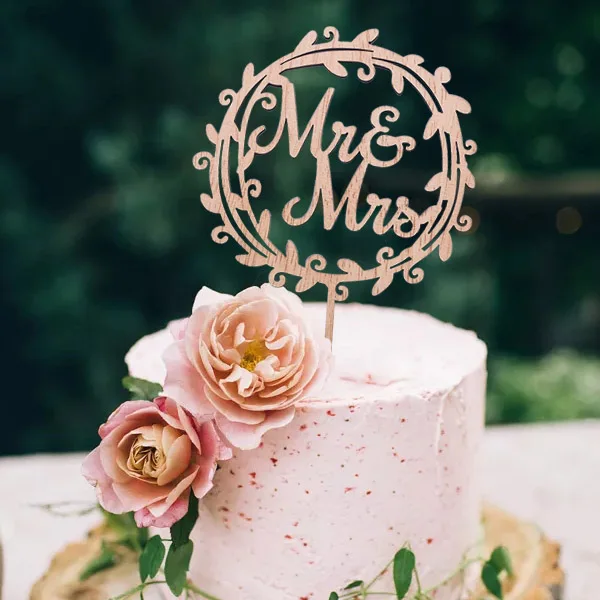 1 шт. деревянный Топпер для свадебного торта мистер и миссис|Товары украшения