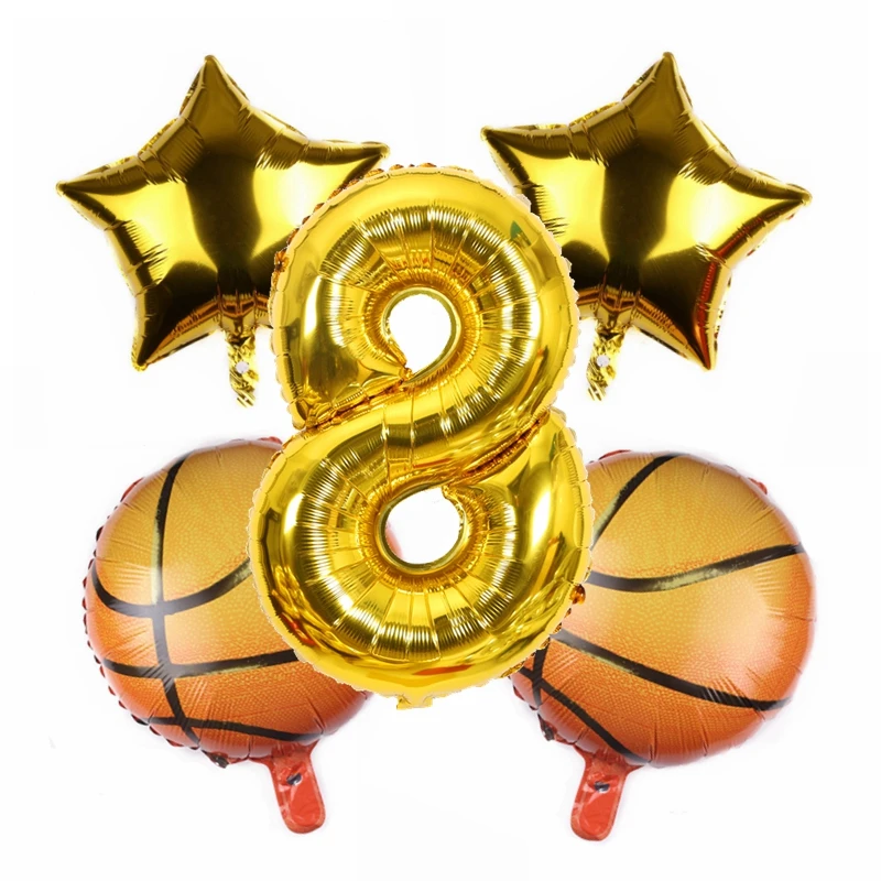 5 шт./компл. и занятий спортом Баскетбол Фольга золотого красного цвета 32 дюймов
