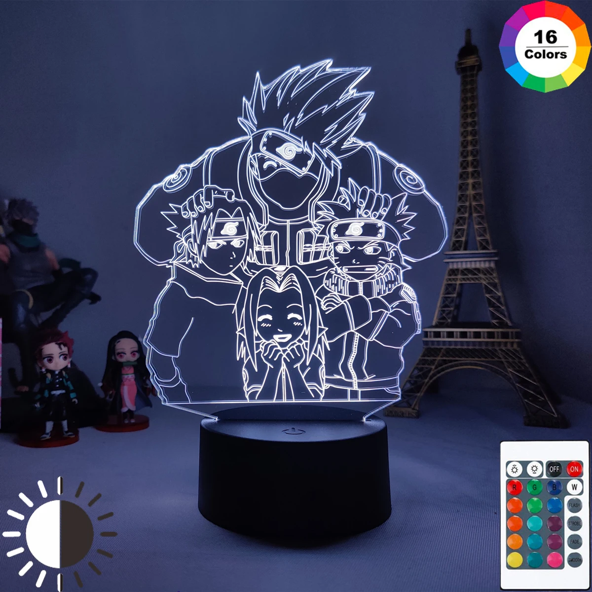 

Hatake Kakashi Team 3D Anime Figure Led RGB Illusion Night Lights Birthday Gifts Lamps Manga Peripheral Decor Night Room