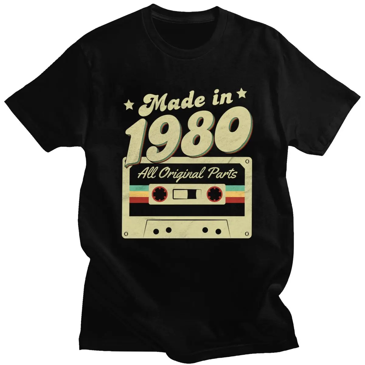 

Men's Made In 1980 Tee 40th Birthday 40 Years Old School Retro 80 T Shirt Anniversary Cotton Top Short Sleeve Tee Unique T-Shirt