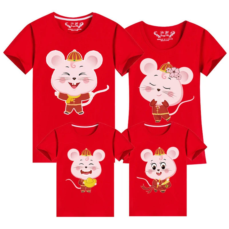 

Family Matching Clothes 2020 New Year Mouse Family Look for Dad Mom and ME Father Mother Daughter Son Christmas Cotton T-shirt