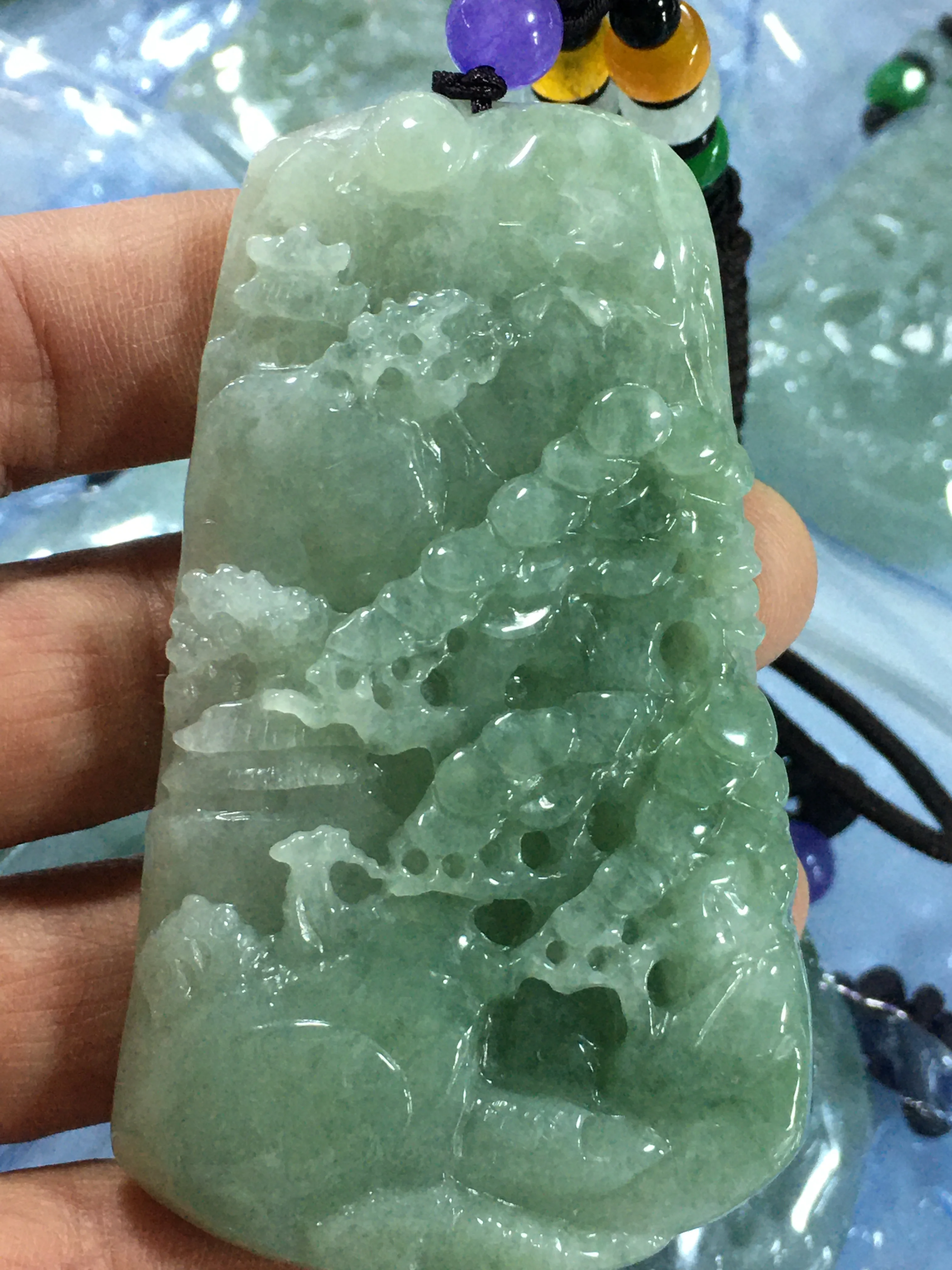 

Natural 7A Myanmar jade Handcarved landscape jade green jade pendant jade necklace men pendants jewelry jade necklaces