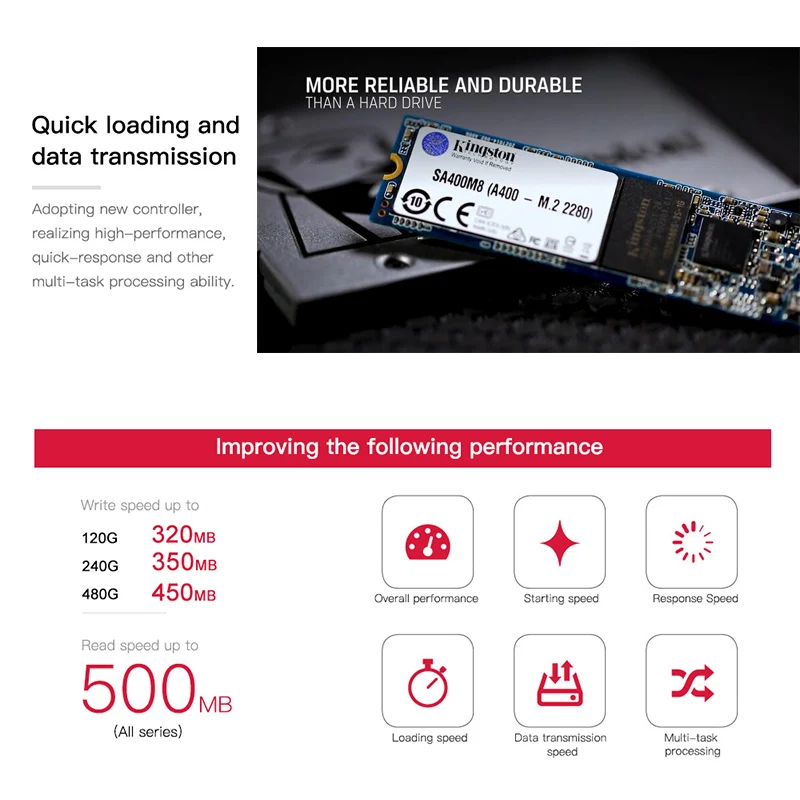 Внутренний твердотельный накопитель Kingston A400 SSD M.2 2280 120 ГБ 240 жесткий диск HDD HD для