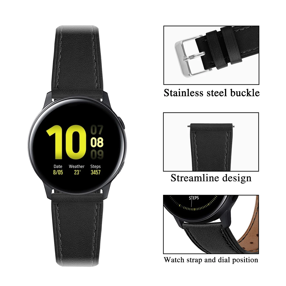 Для samsung Galaxy Watch Active 2 кожаный ремешок 20 мм высококлассный верхний слой из натуральной кожи дышащий сменный Браслет