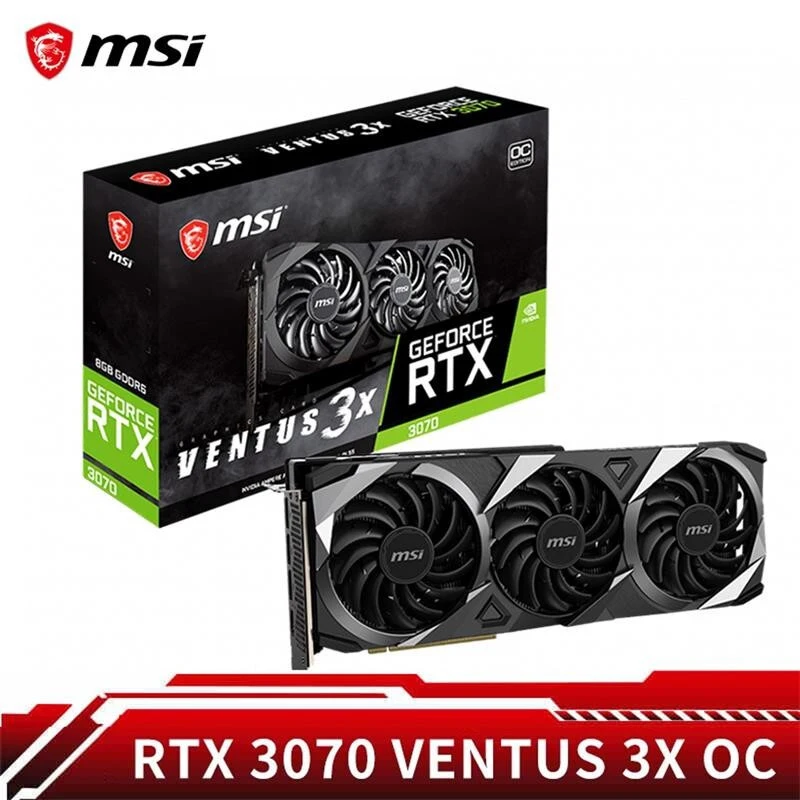 

Оригинальная игровая Видеокарта MSI GeForce RTX 3070 VENTUS 3X OC 8G для настольных ПК E-Sports 1755 МГц бит GDDR6 NVIDIA RTX3070