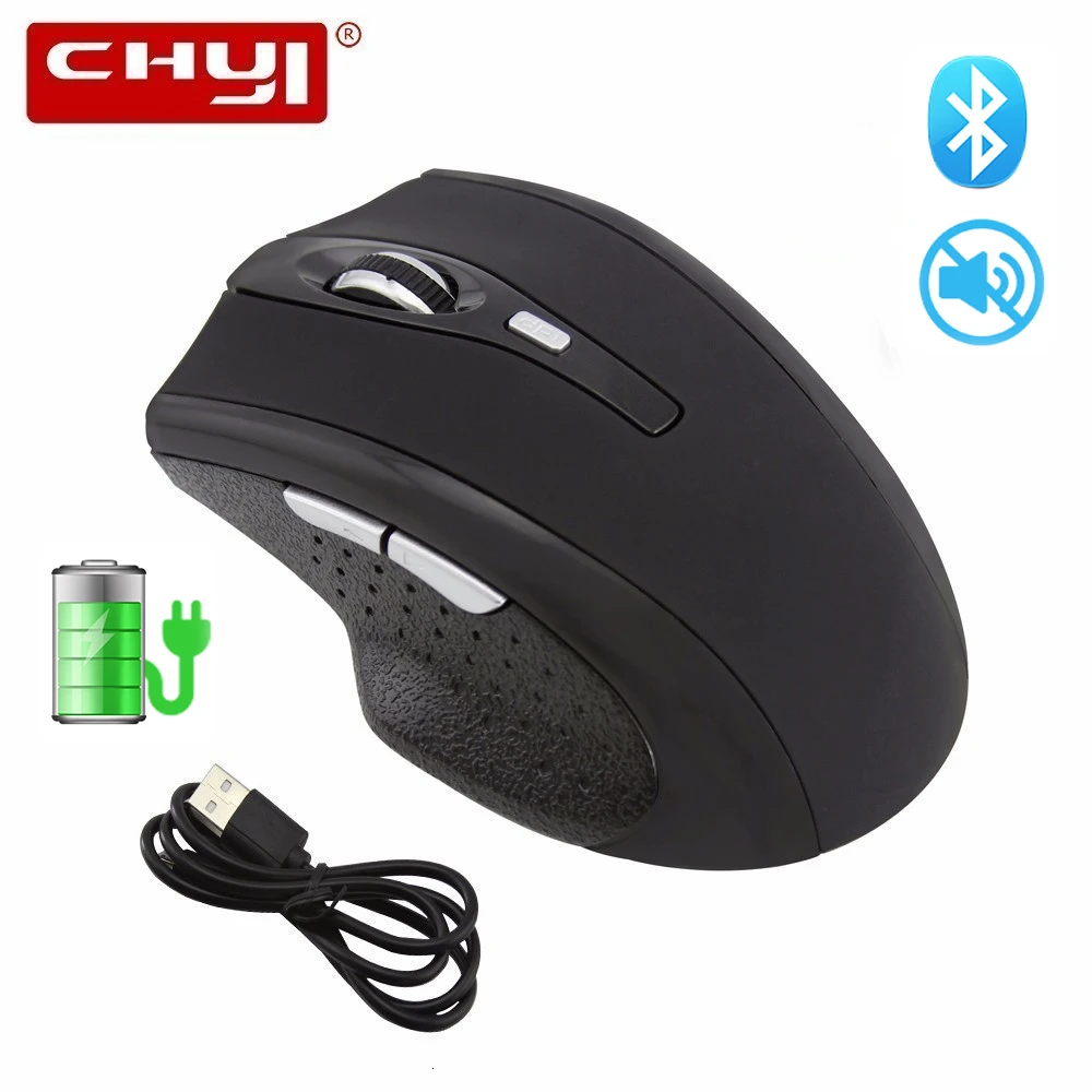 

Перезаряжаемая беспроводная эргономичная компьютерная мышь CHYI с Bluetooth, 6 кнопок, оптическая игровая мышь для ПК, бесшумная 3d-дуговая мышь дл...
