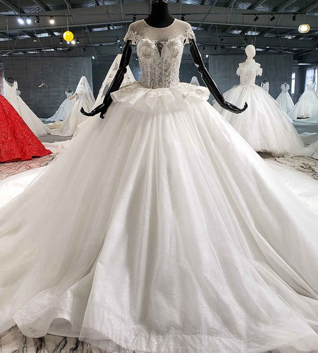 Traje De Novia Blanco оптовая продажа роскошное платье с рукавами-крылышками на шнуровке
