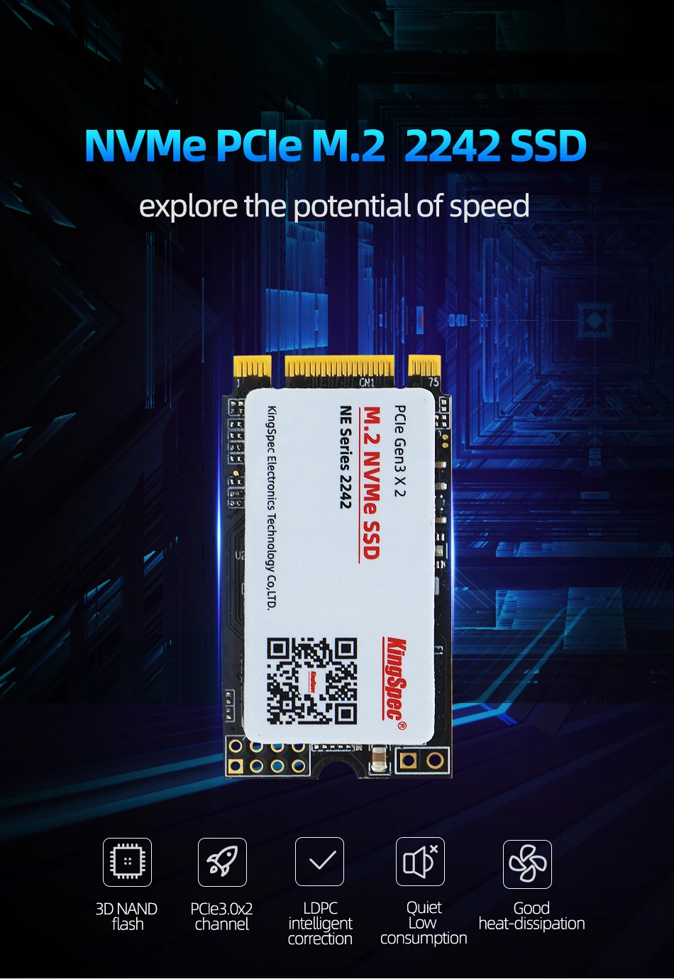 kingspec M.2 SSD PCIe 500gb 512GB 22*42mm hard drive m2 pcie NVMe Internal Hard DriveFor T480/T470P/T580/L570/P52S/X280/T570