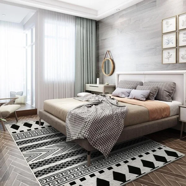 Moroccan Area Rugs for Bedroom Bedside Nordic Print Soft Flannel Floor Mat Washable Non-Slip Kitchen Door Home Decor Carpets | Дом и сад