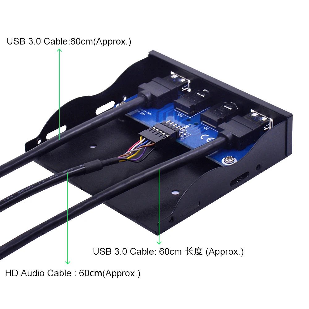 MJTEK 4 порта USB 3,0 концентратор Передняя панель HD аудио 3,5 мм наушники кронштейн для микрофона с 20Pin 10Pin кабель для ПК настольный 3," ячейка для дискет