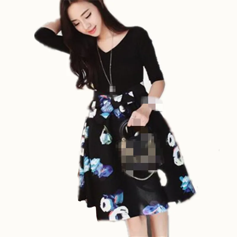 Женское демисезонное платье с цветочным рисунком и поясом|floral dress|dress fashiondress wholesale