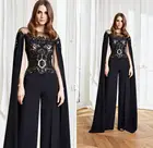 Новый дизайн, черный женский кружевной комбинезон с блестками, выполненный на заказ костюм с брюками для выпускного вечера