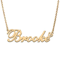 love heart brooke name necklace for women stainless steel gold silver nameplate pendant femme mother child girls gift