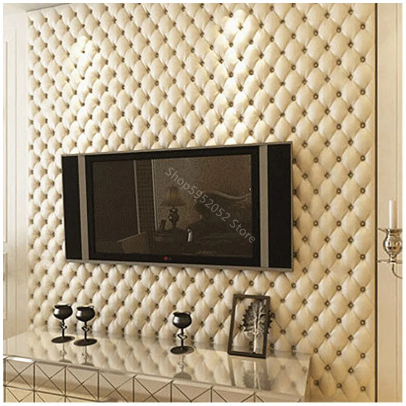 

Роскошные Мягкие 3D обои из искусственной кожи в европейском стиле, фоновая стена для телевизора, спальни, гостиной, крыльца, пленки и телеви...