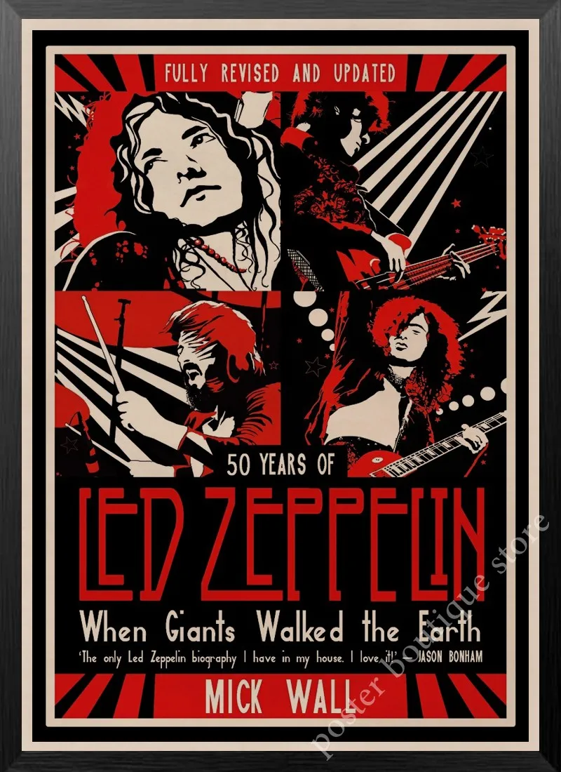 Светодиодный плакат Zeppelin Rock Music, Jimmy Page, rober Plant, винтажный домашний декор, настенные наклейки, 9 процентов/5
