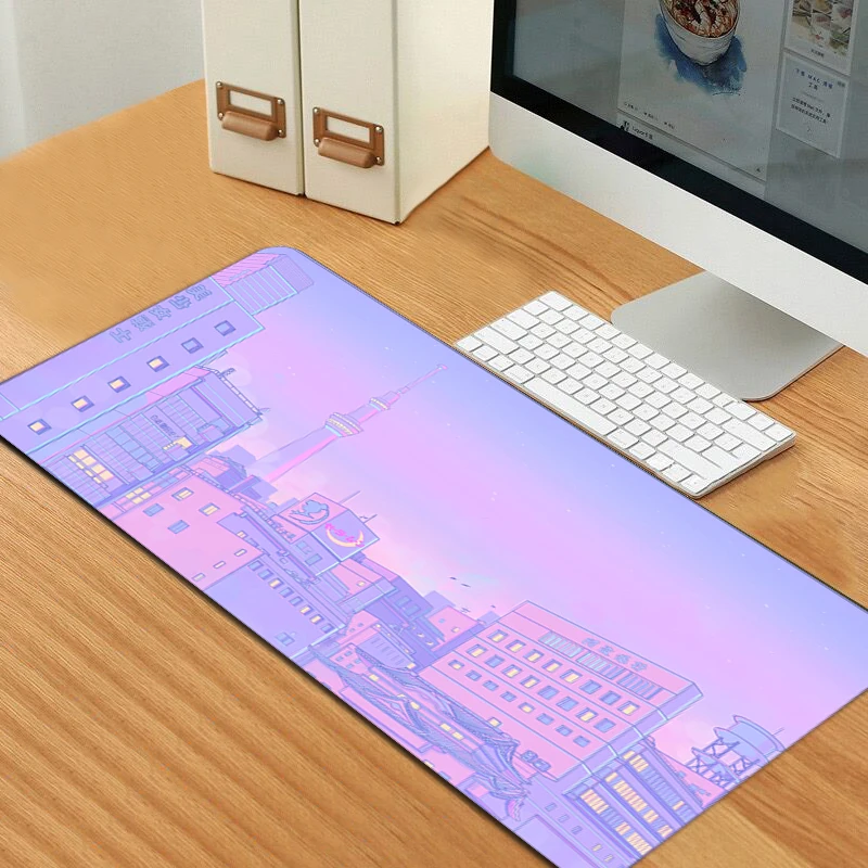 

Purple Sailor Moon landscape Street Mouse Pad Kawaii Anime Mouse Pad Keyboard Locking Edge Otaku Computer Desk Pad Large Pad