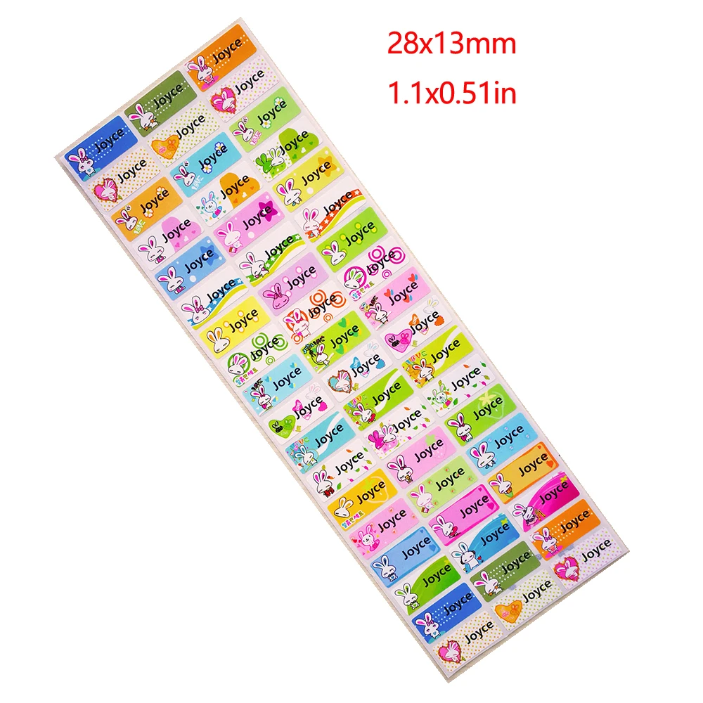 3 размера милый кролик пользовательское имя стикер s мультфильм девушки