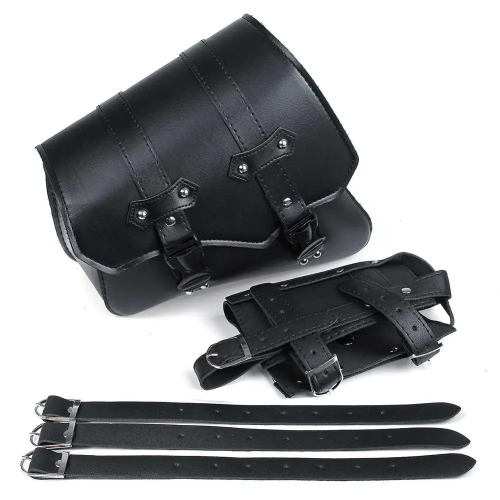 

Classic Black PU Leather Motorcycle Saddle Bags Waterproof Motorbike Side Tool Tail Bag Luggage Pouch Universal Tank Bags