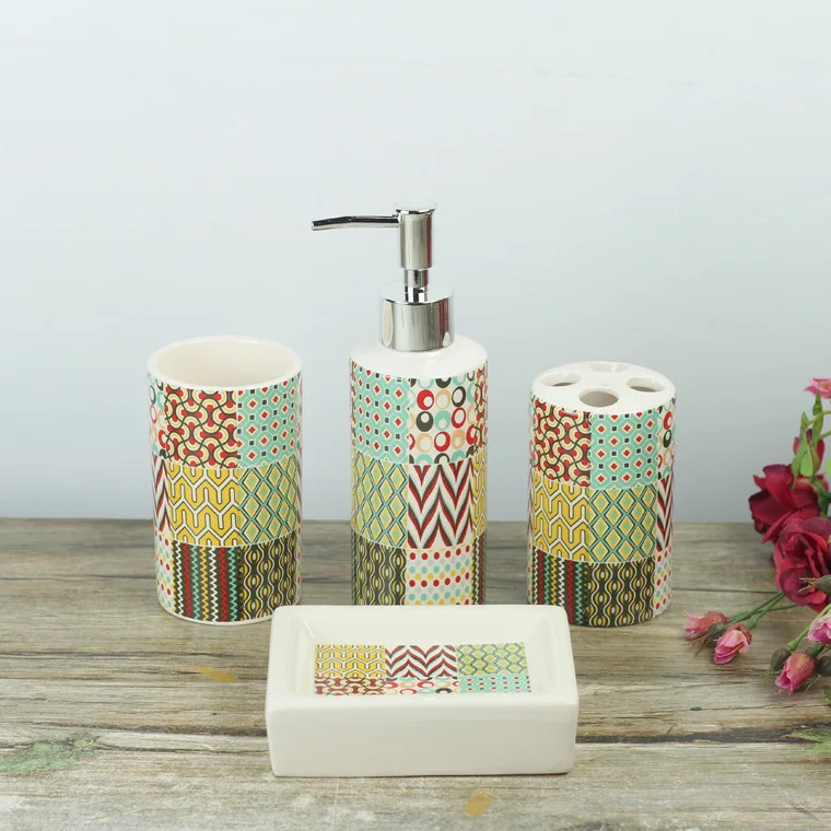 Набор для ванной комнаты 4 шт./компл. диспенсер мыла с имитацией камня/держатель