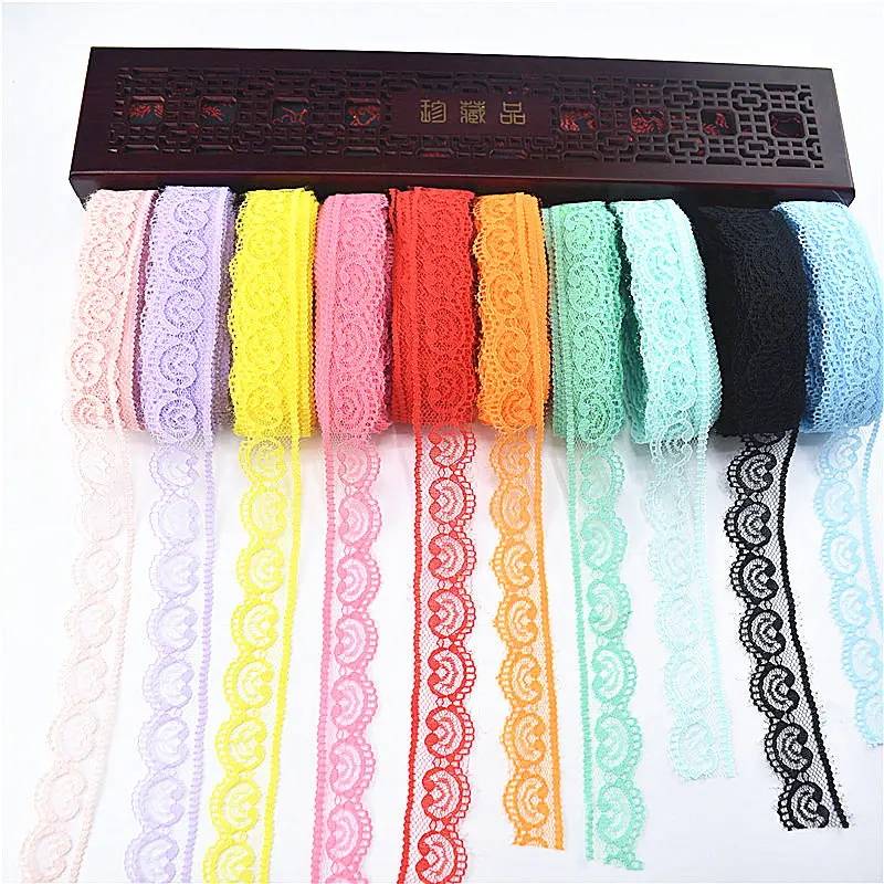 

10 ярдов африканская кружевная ткань шириной 22 мм diy Швейные изделия ручной работы с вышивкой кружевная лента из сетки рукоделия кружевной о...