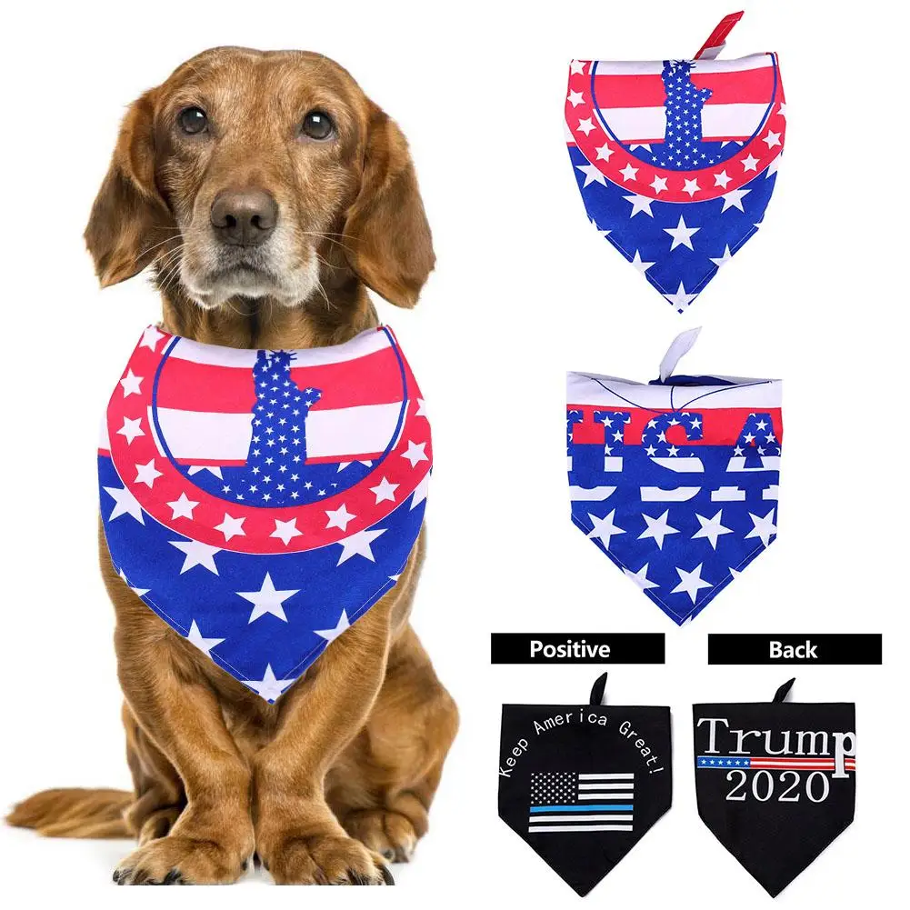 Собачий ошейник с флагом США 2020 жилет для собаки бандана моющийся треугольный