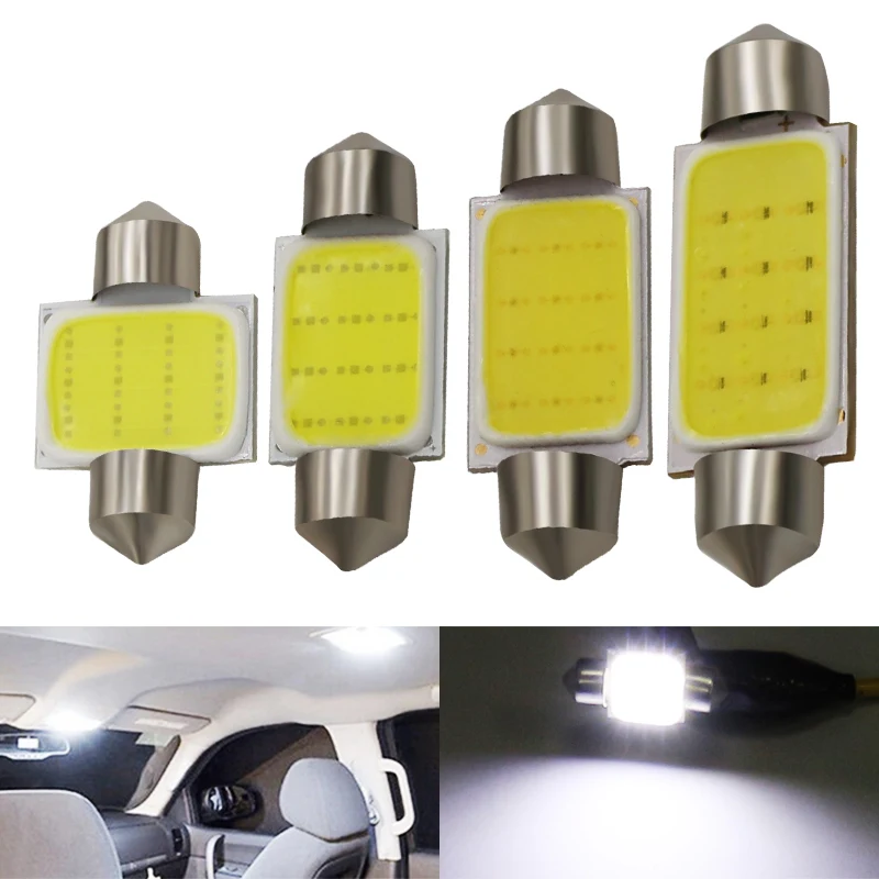 

1x 31mm 36mm 39mm 41mm Festoon COB LED Bulb C5W C10W Car Dome Light Auto Interior Map Roof Reading Lamp DC12V White Color