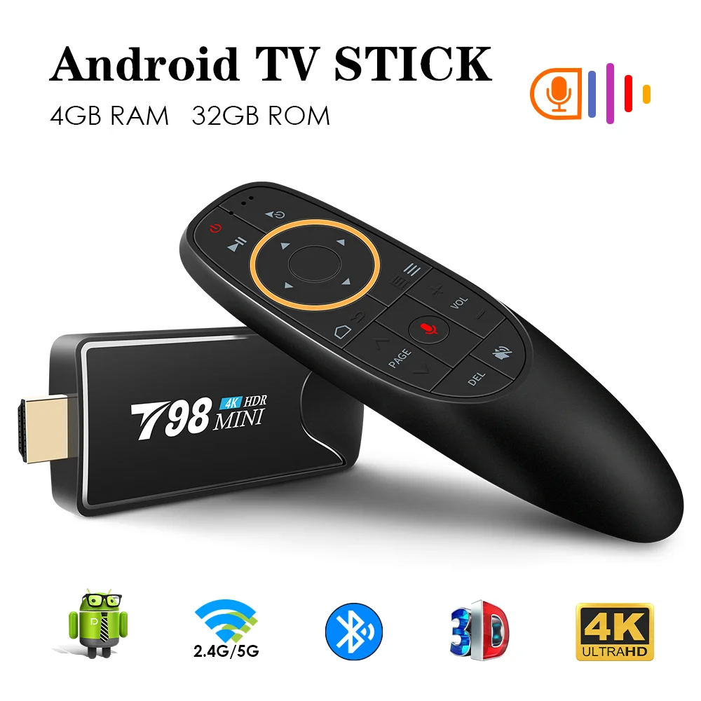 

TV stick T98mini TV box Android 10 2GB 16GB 2.4/5G WIFI BT4.2 RK3318 Quad-Core smart tv box media player TV Stick 4k