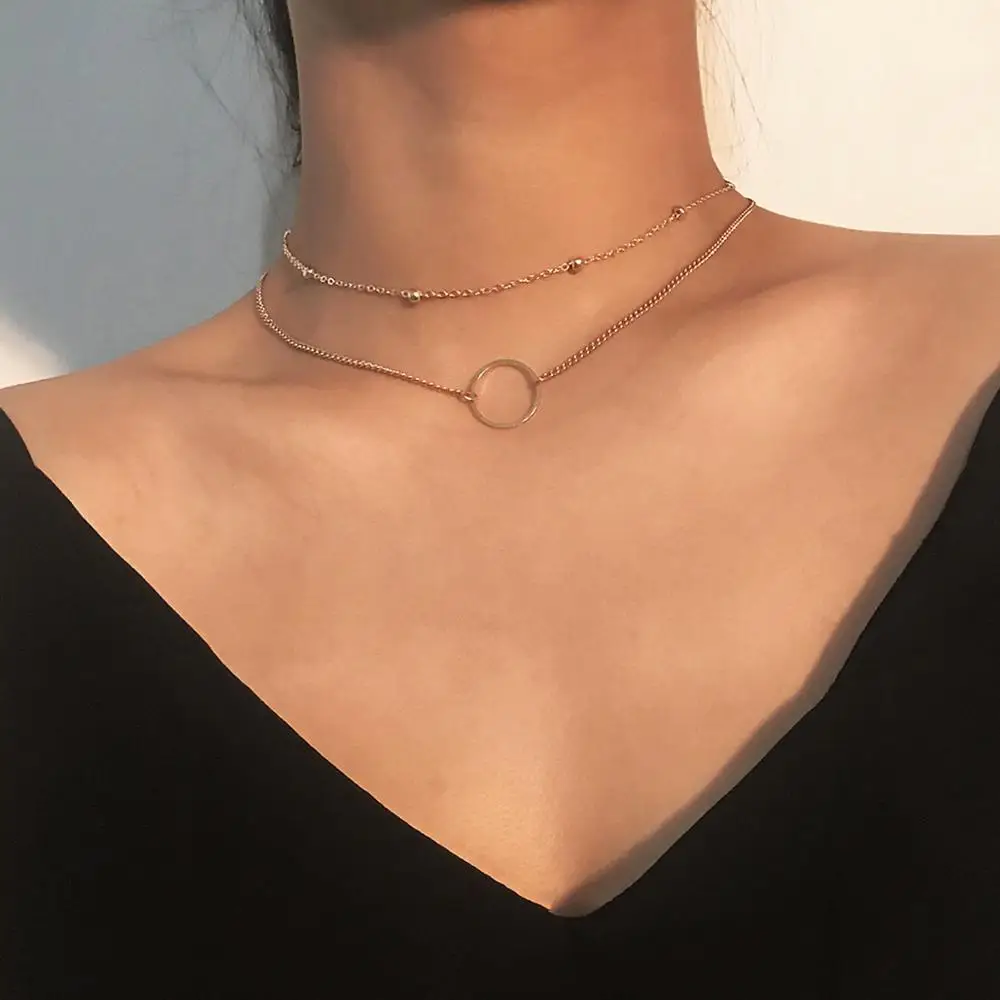 Воротник gargantilla Mujer dos capas цветные воротники цвета Оро чокер cuello conjunto de moda |