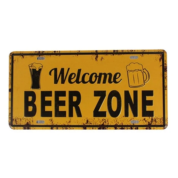 

Welcome Beer Zone Retro tin sign nostalgic ornament metal poster garage art deco bar cafe shop
